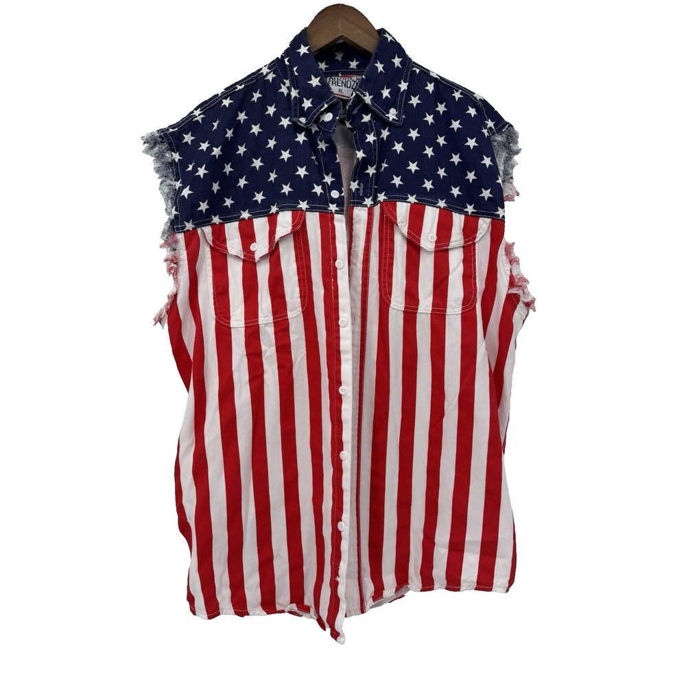 Shore Trendz American Flag Cutoff Sleeves patriotic redneck holiday 4th of july